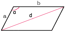 Найти углы параллелограмма зная длину сторон и диагональ