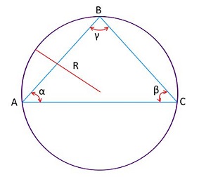 Найти площадь треугольника с помощью радиуса описанной окружности