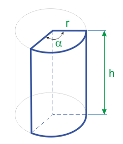 Объем части цилиндра и полого цилиндра