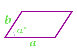 Площадь параллелограмма по двум сторонам и углу между ними