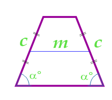 Площадь равнобедренной трапеции через среднюю линию, боковую сторону и угол при основании