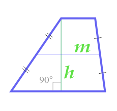 Площадь по высоте и средней линии